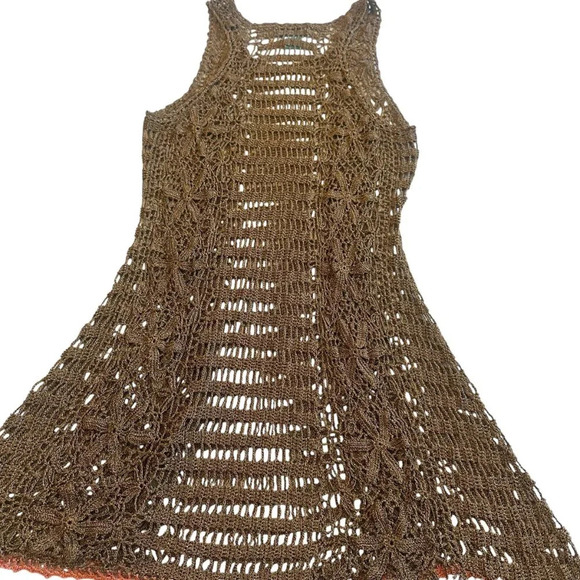 Letarte Handmade Metallic Dress Swim Cover Up Pullover Sheer Size Medium Women's - Picture 9 of 10